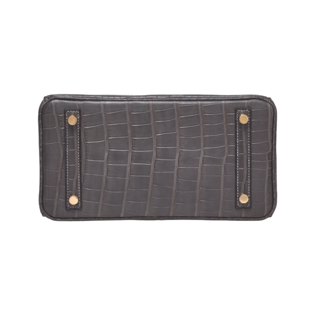 Hermes Birkin 25 Graphite Matte Croco Gold Hardware Handbag (Hover)