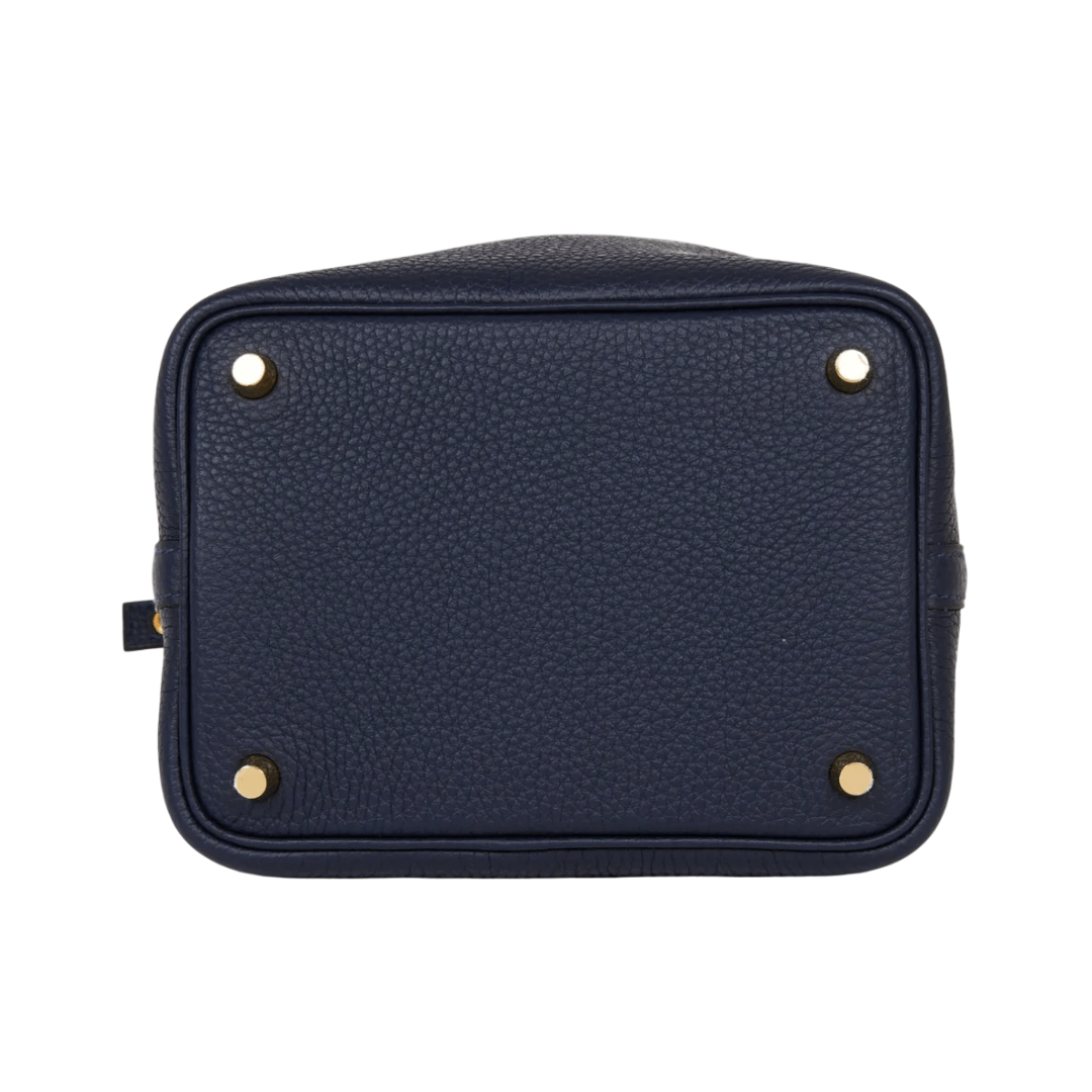 Hermes Picotin 18 Bleu Nuit Taurillon Clemence Leather Gold Hardware Bag (Hover)