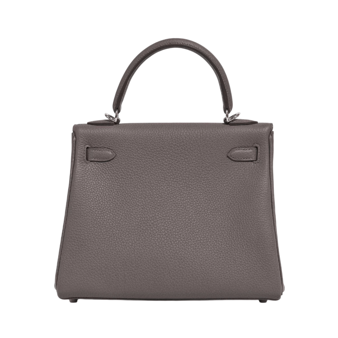 Hermes Kelly 25 Retourne Etain Togo Leather Palladium HW Hardware (Hover)