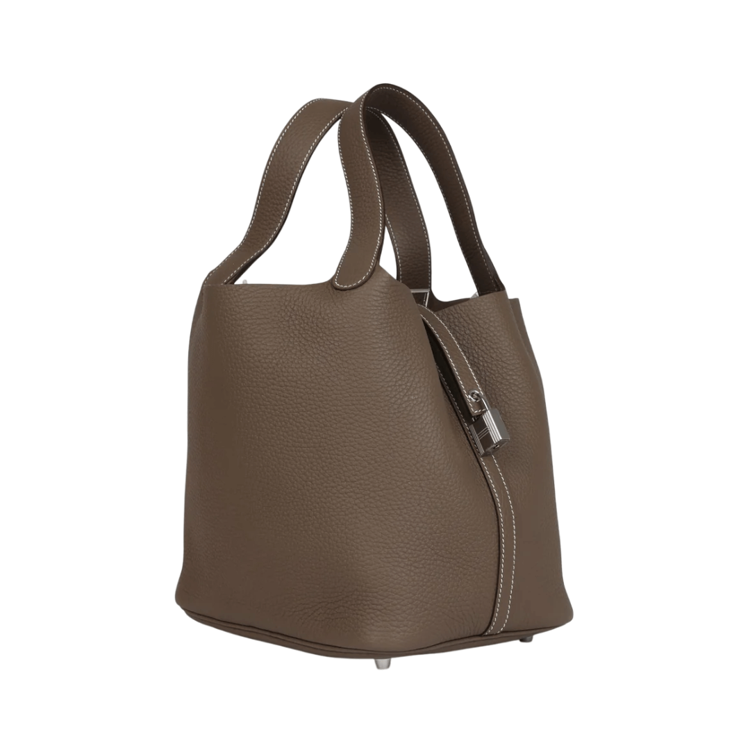 Hermes Picotin 22 Etoupe Clemence Palladium Hardware Hand Bag (Hover)
