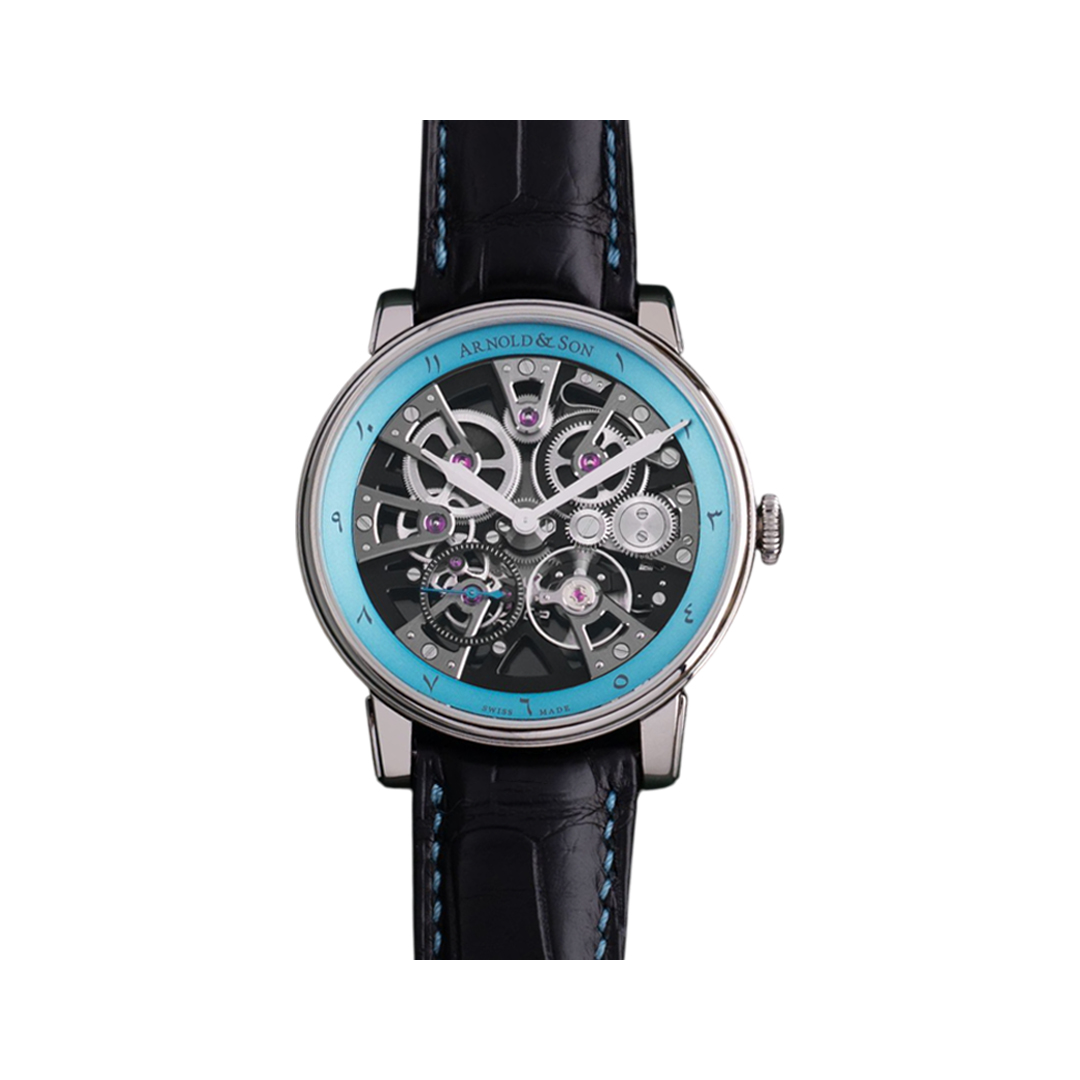 Arnold & Son Nebula 1.NEAS.U04A.C216S Stainless Steel 41.5mm Turquoise Skeleton Arabic Dial Men's Watch