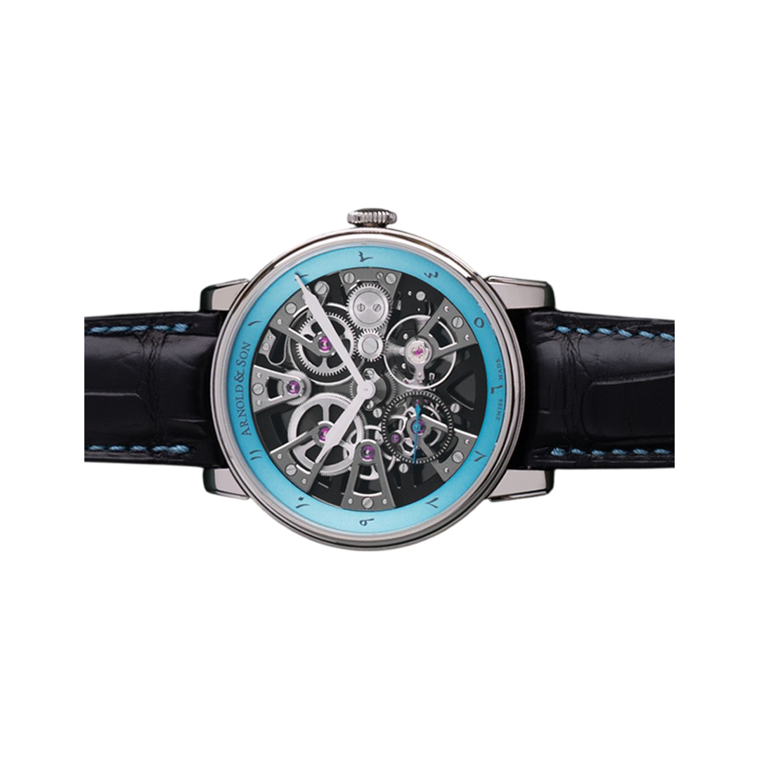 Arnold & Son Nebula 1.NEAS.U04A.C216S Stainless Steel 41.5mm Turquoise Skeleton Arabic Dial Men's Watch (Hover)