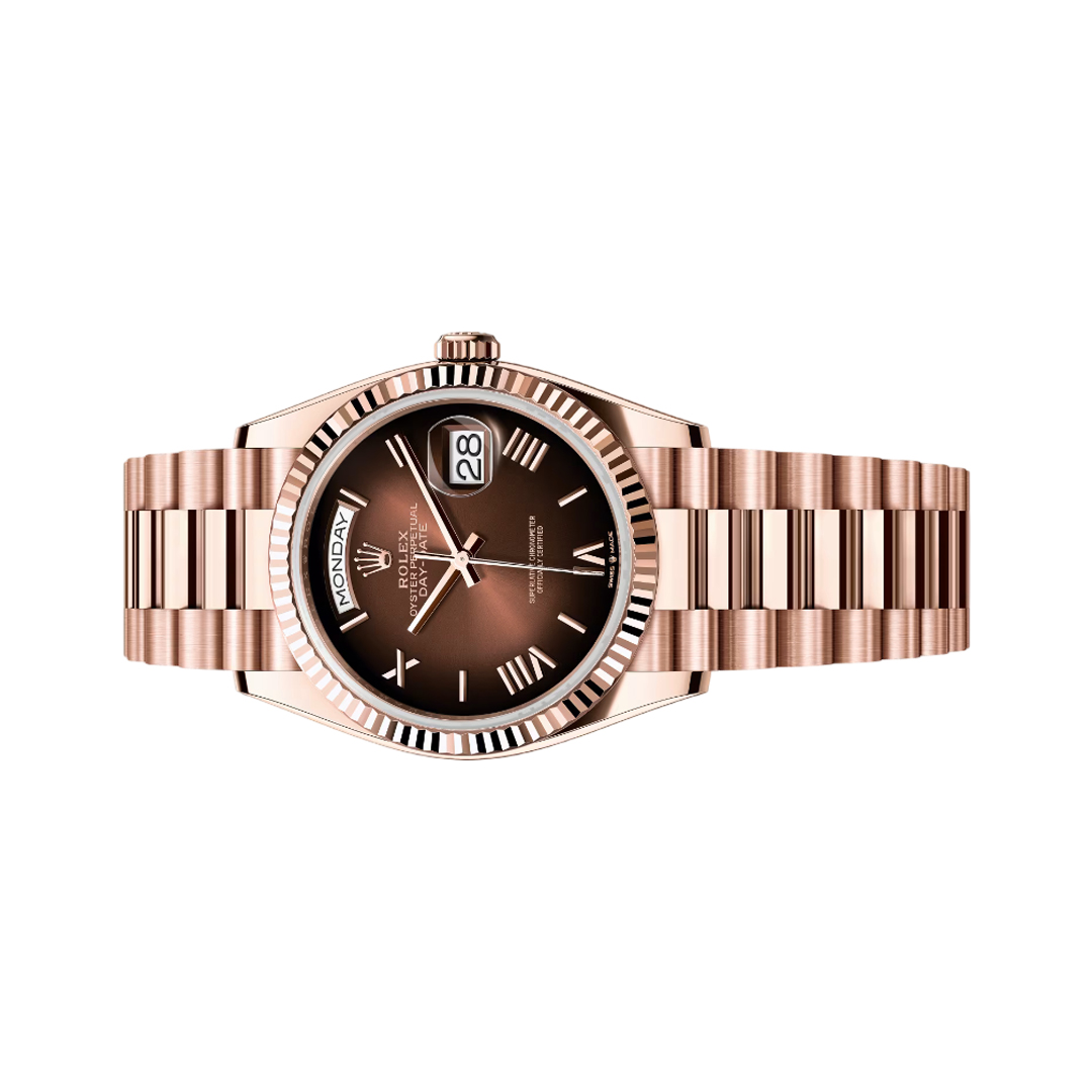 Rolex Day-Date 128235-0075 Everose Gold Roman Numerals 36mm Brown Ombré Dial 36mm Ladies Watch (Hover)