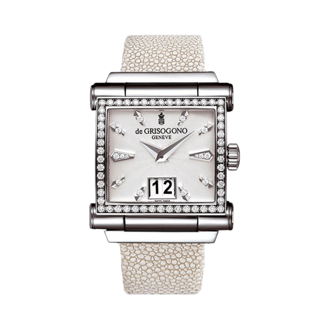 De Grisogono Instrumento Grande S02 Diamond Bracelet White Dial