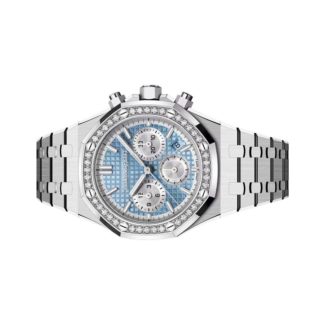 Audemars Piguet Royal Oak 26715ST.ZZ.1356ST.01 Steel with Diamond Bezel 38mm Sky Blue Dial Unisex Watch (Hover)