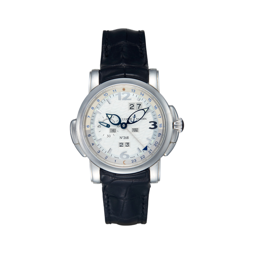 Ulysse Nardin GMT 329-60 Perpetual Platinum 42mm White Wave Dial Men's Watch
