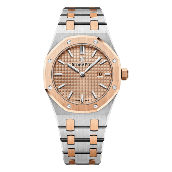 Audemars Piguet Royal Oak 67650SR.OO.1261SR.01 Stainless Steel 33Mm Pink Gold Toned Dial