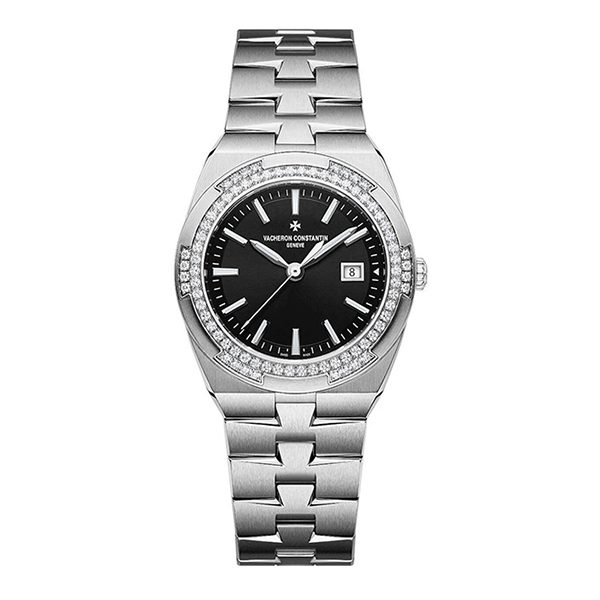 Vacheron Constantin Overseas Quartz Black Dial With Diamond Bezel 33Mm Ladies Watch 1205V/100A-B591
