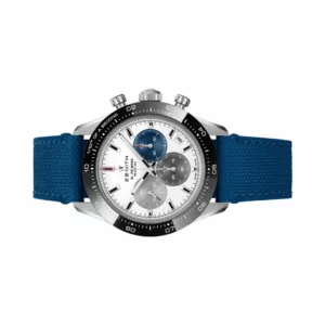 Zenith Chronomaster Sport 03.3100.3600/69.C823 Black Bezel Blue Fabric Strap 41mm White Dial Unisex Watch (Hover)
