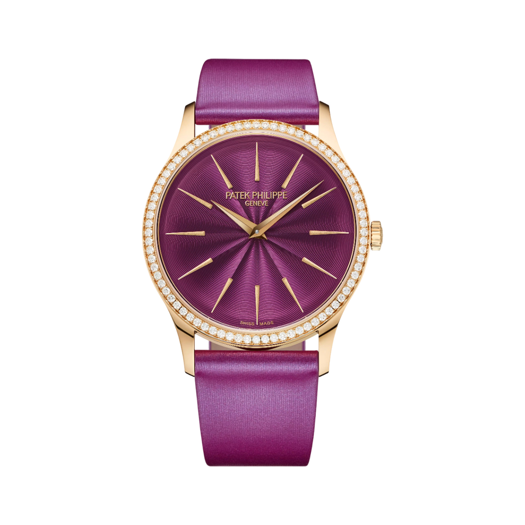 Patek Philippe Calatrava 4997/200R Ultra Thin Rose Gold Diamond Bezel 35mm Purple Dial Ladies Watch