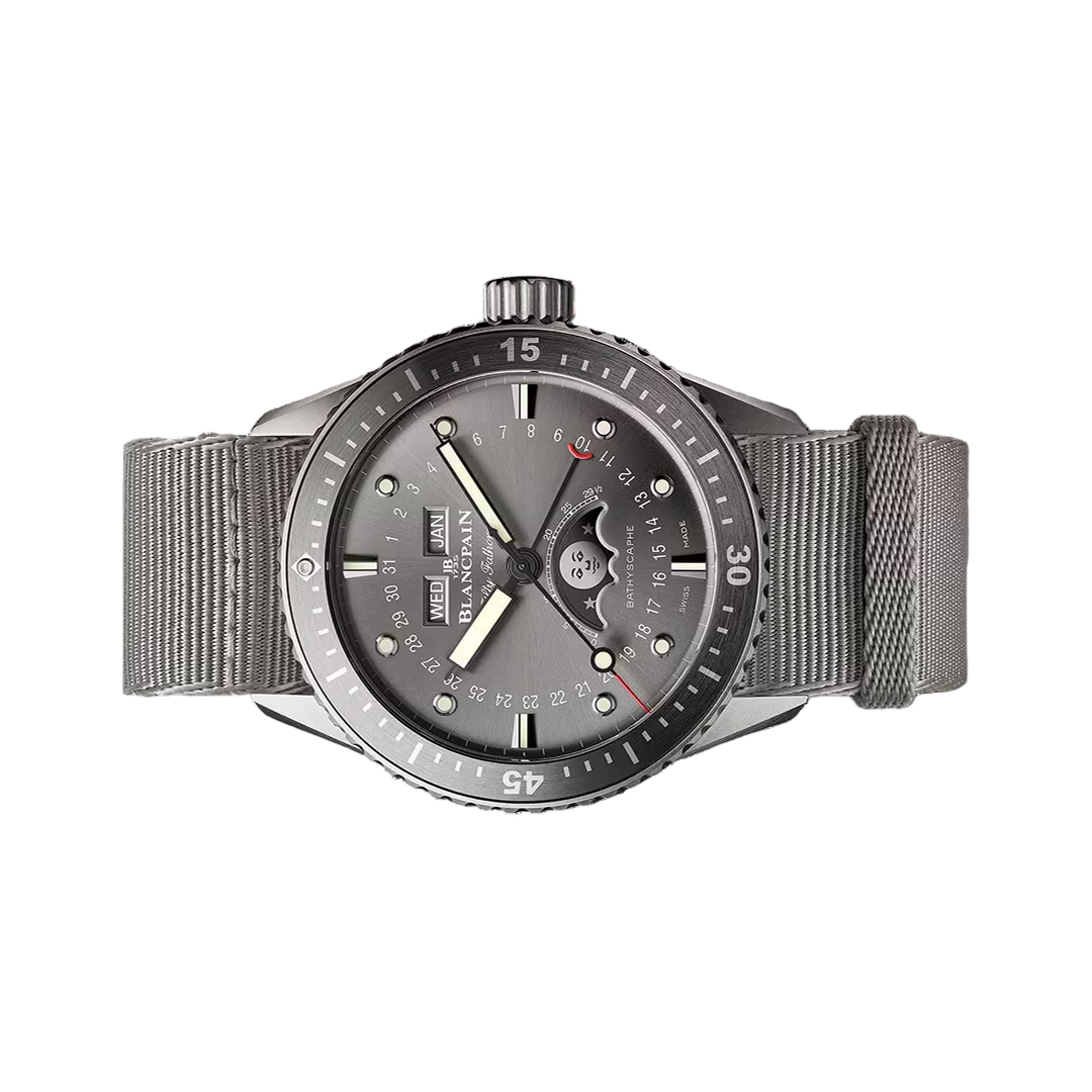 Blancpain Fifty Fathoms Bathyscaphe Quantième Complet Phases de Lune 5054 1210 NAGA Titanium 43mm Anthracite Dial Men's Watch (Hover)