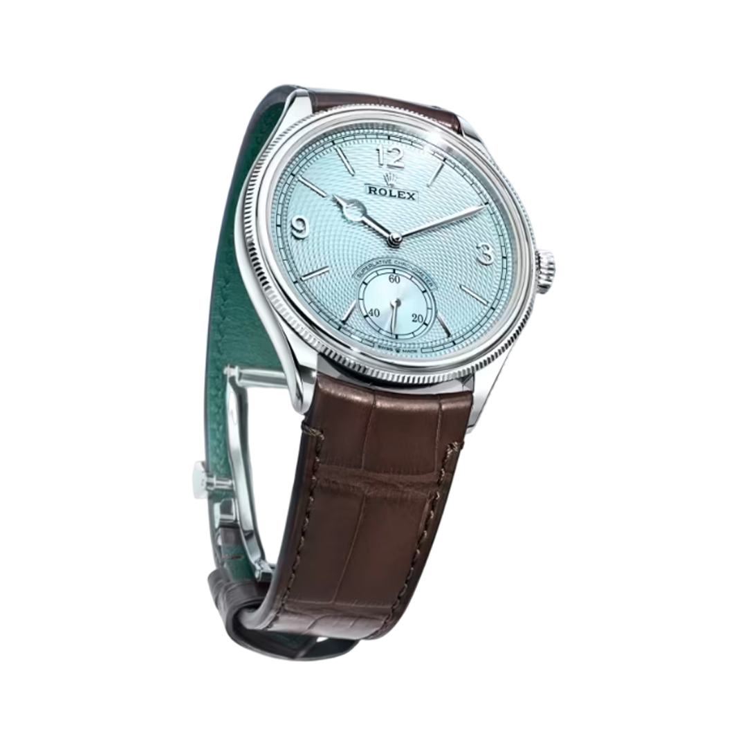 Rolex Perpetual 1908 – 52506-0002 Platinum & Fluted Bezel Blue Dial 39mm Men’s Watch (Hover)