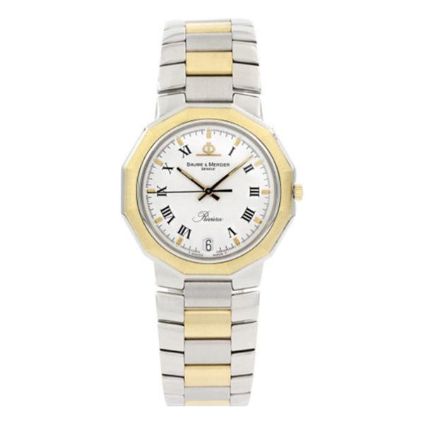 Baume & Mercier Riviera 5131.038 White Roman Dial 34Mm 2-Tone 18K Yellow Gold & Steel Quartz Ladies Watch