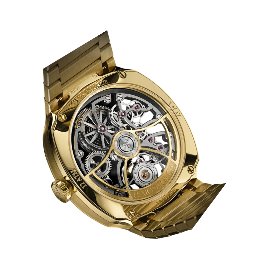 H. Moser & Cie. Streamliner 6814-0700 Tourbillon Boutique Edition Yellow Gold 40mm Skeleton Dial Men's Watch (Hover)