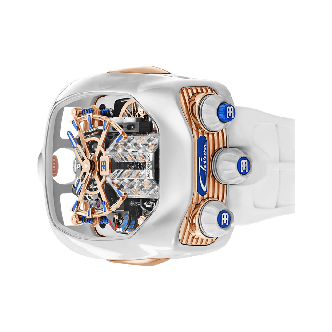 Jacob & Co. Bugatti Chiron BU220.27.AD.AA.A Rose Gold & White Ceramic Sapphire Crystals 44mm Skeleton Dial Men's Watch (Hover)