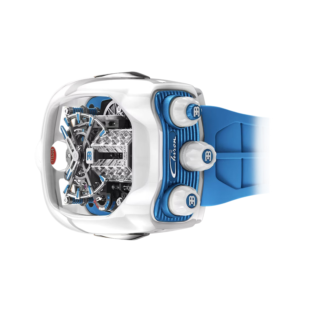 Jacob & Co. Bugatti Chiron BU240.95.AE.AA.A Tourbillon White Ceramic & Titanium 43.8mm Skeleton Dial Men's Watch (Hover)