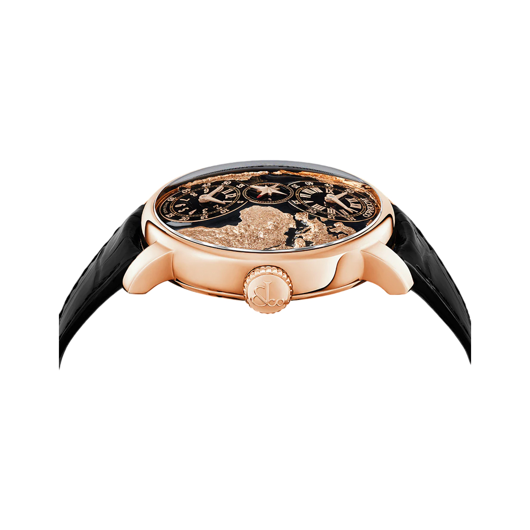 Jacob & Co. The World Is Yours Dual Time Zone DT100.40.AA.AB.A Rose Gold 43mm Black Dial Men's Watch (Hover)
