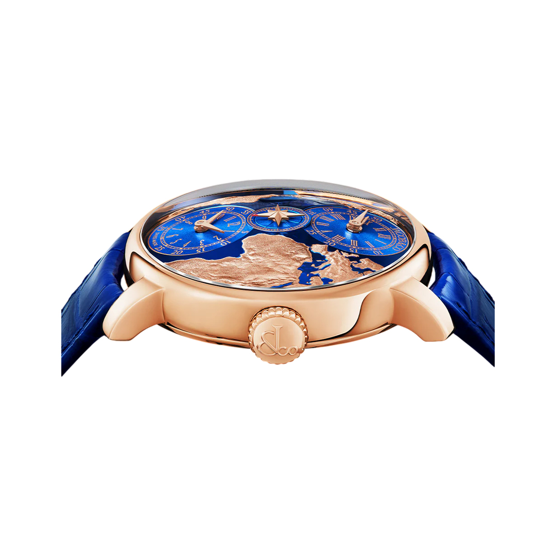 Jacob & Co. The World Is Yours DT100.40.AA.AE.A Dual Time Zone Rose Gold 43mm Stamped Continents Dial Men's Watch (Hover)