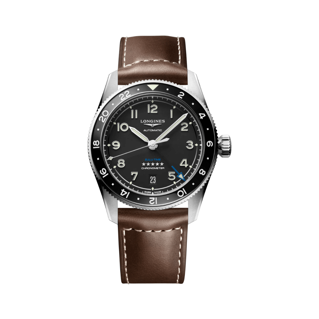 Longines Spirit Zulu Time L38024532 Automatic Stainless steel 39mm Black Dial Mens Watch