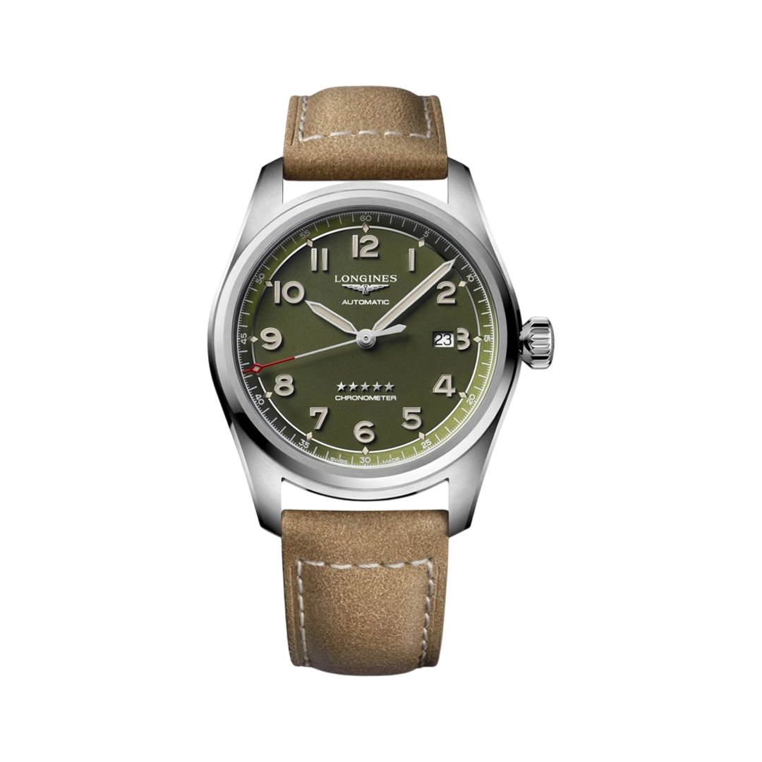 Longines Spirit L38114032 Stainless Steel 42mm Matte Green Dial Men's Watch