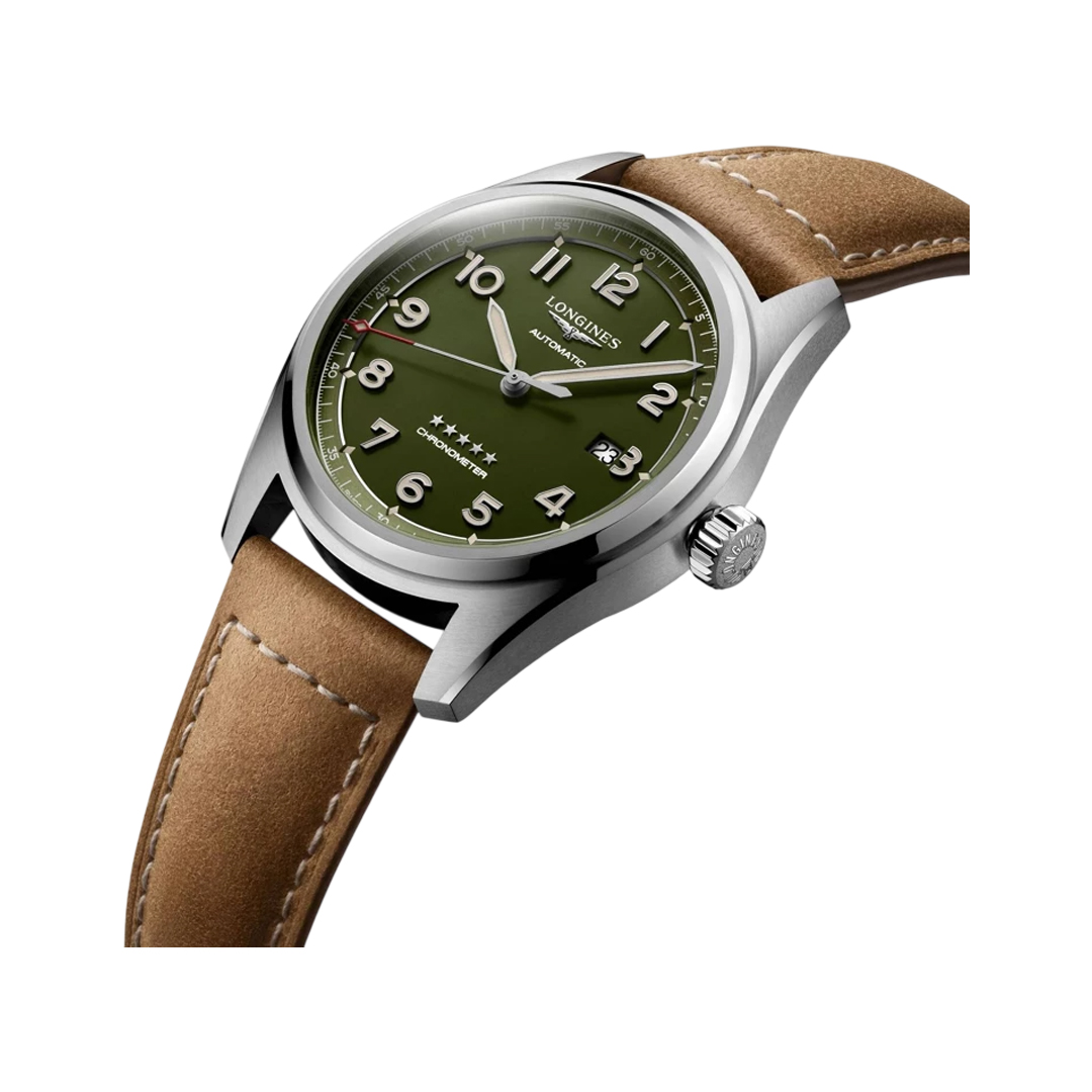 Longines Spirit L38114032 Stainless Steel 42mm Matte Green Dial Men's Watch (Hover)