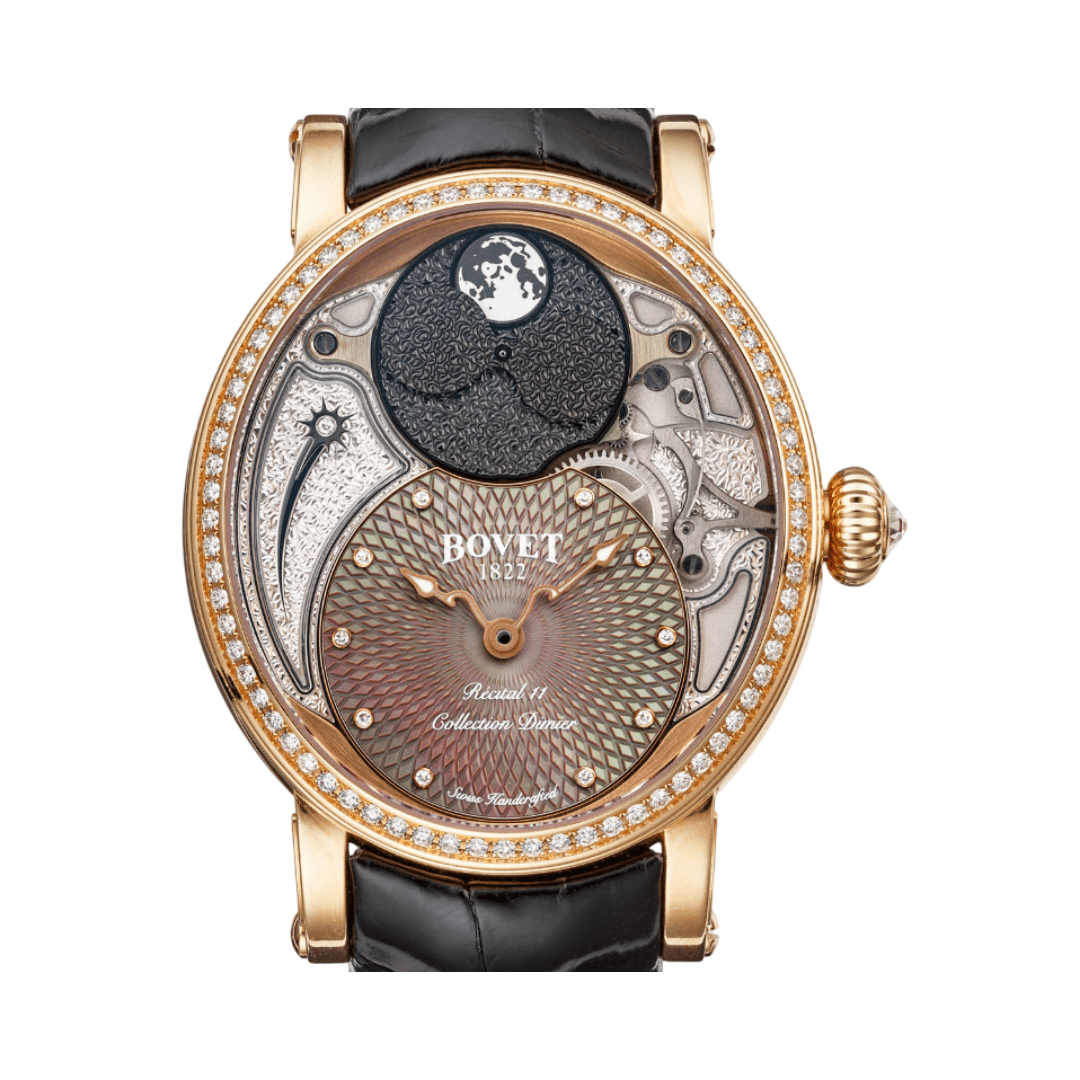 Bovet Dimier Recital 11 R110001-SD1 Miss Alexandra Moon Phase Pink Gold 41mm Silver Dial Womens Watch (Hover)