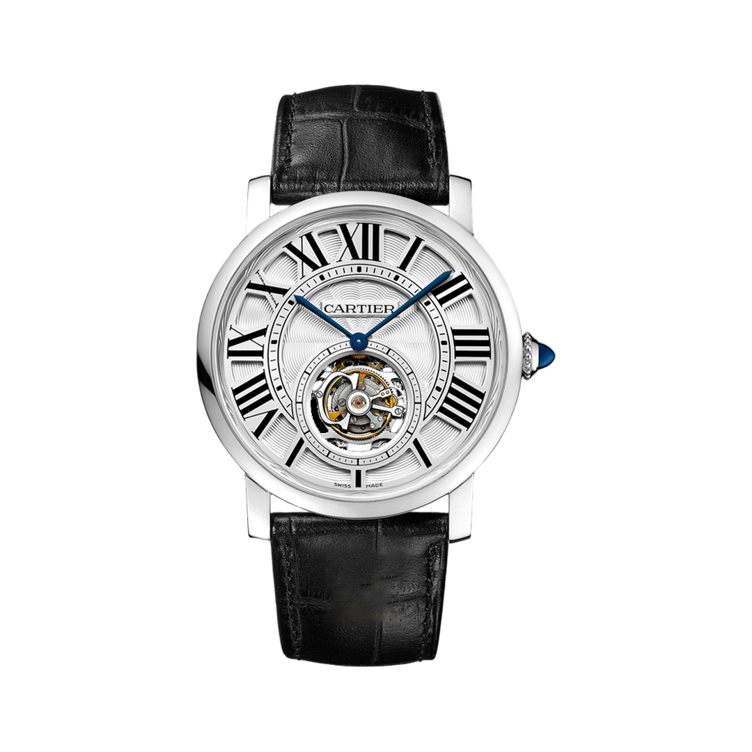 Cartier Rotonde De Cartier W1556216 Flying Tourbillon White Gold 40mm Silver Roman Dial Men's Watch